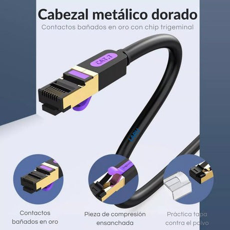 10 Mts. Cat7 Sftp 10gbps. Cable Red Ethernet Rj45. Vention. - Laru