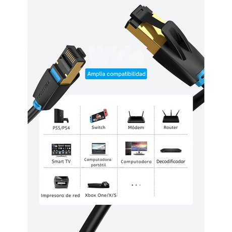 3 Mts. Cat8 Sftp 40gbps. Cable Red Ethernet Rj45. Vention - Laru