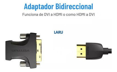 Adaptador Conversor Dvi 24+1 Macho A Hdmi Hembra Vention Oro - Laru