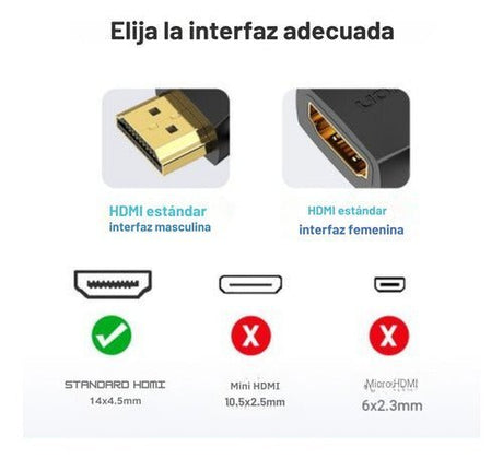 Adaptador Hdmi 2.0 Macho A Hembra 270 Grados Vention Premium - Laru