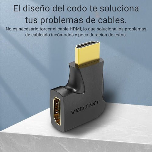 Adaptador Hdmi 2.0 Macho A Hembra 90 Grados Vention Premium - Laru