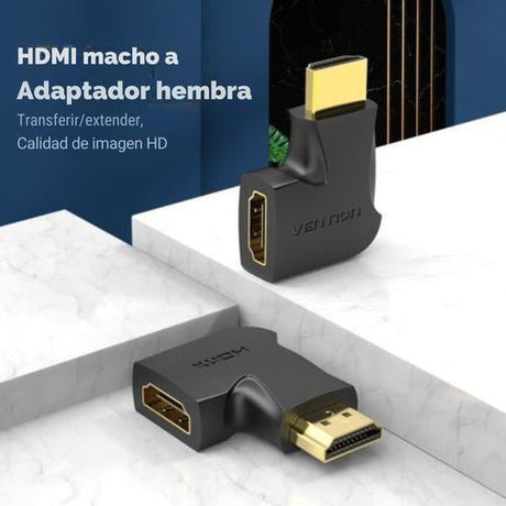 Adaptador Hdmi 2.0 Macho A Hembra 90 Grados Vention Premium - Laru