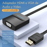 ADAPTADOR HDMI A VGA 1080P VENTION ACTIVO PREMIUM CON AUDIO - Laru