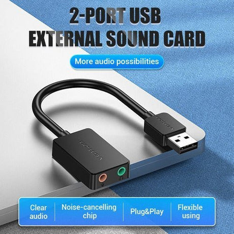 Adaptador Tarjeta Sonido Audio Usb 2 Puertos Vention Premium - Laru