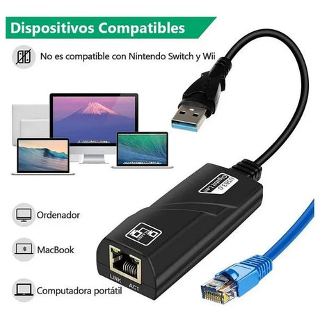 Adaptador Usb 3.0 Gigabit Ethernet Lan 10/100/1000 Realtek - Laru