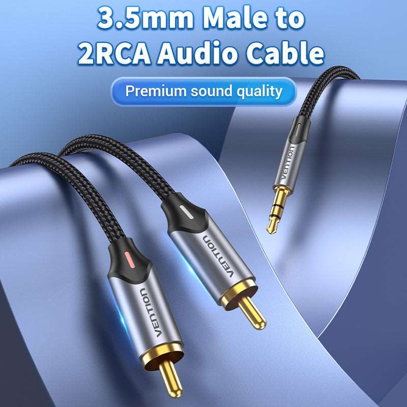 CABLE AUDIO 3.5MM A RCA VENTION PREMIUM 2X1 AUXILIAR - Laru