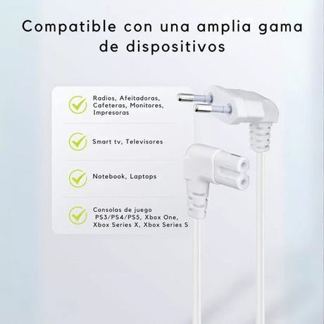 Cable De Poder Ps5 Ps4 Ps3 Blanco 10m Premium Corriente Play - Laru