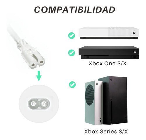 Cable De Poder Xbox Series S/x Blanco 2m Premium Corriente - Laru