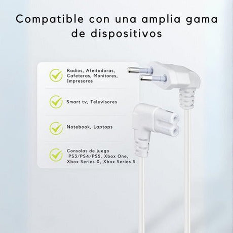 Cable De Poder Xbox Series S/x Blanco 2m Premium Corriente - Laru