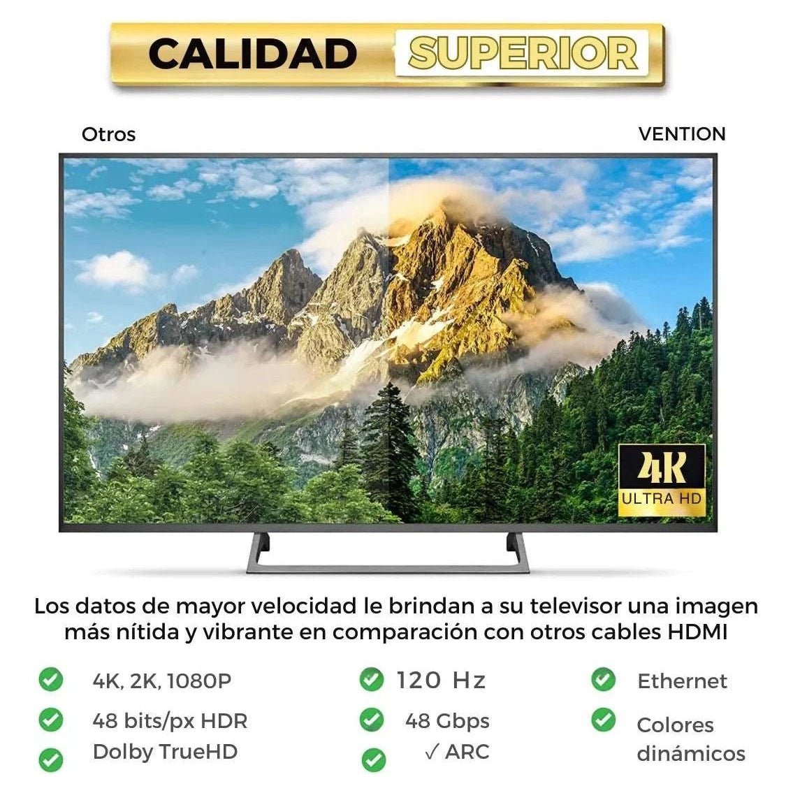 CABLE HDMI 2.0 CERTIFICADO VENTION 4K A 60HZ - Laru