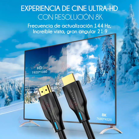 Cable HDMI 2.1 Vention 1.5m Certificado 8K - 60Hz 4K - 240Hz 48Gbps Aluminio - Laru