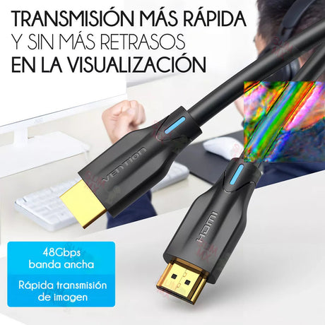 Cable HDMI 2.1 Vention 1.5m Certificado 8K - 60Hz 4K - 240Hz 48Gbps Aluminio - Laru