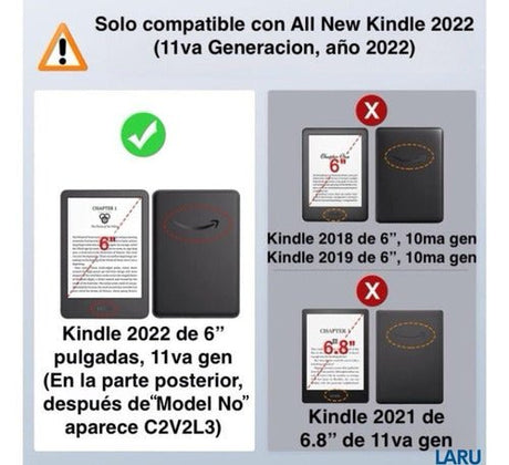 Funda Ecocuero +lamina +lapiz Kindle 2022 C2v2l3 11 Gen 6.0 - Laru